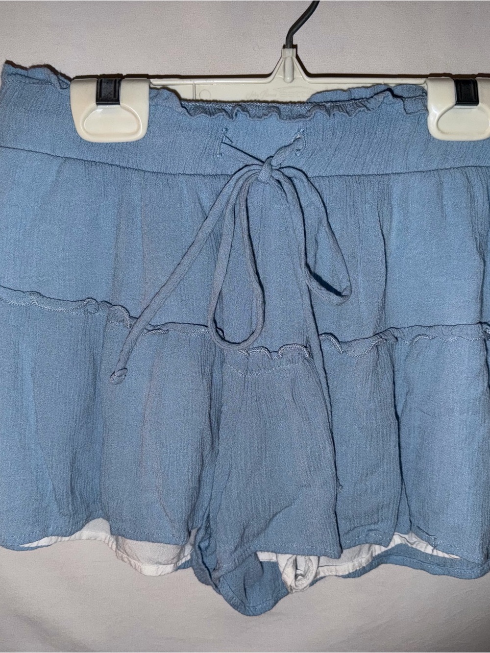 Altar'd State Light Blue Tiered Ruffle Drawstring Shorts